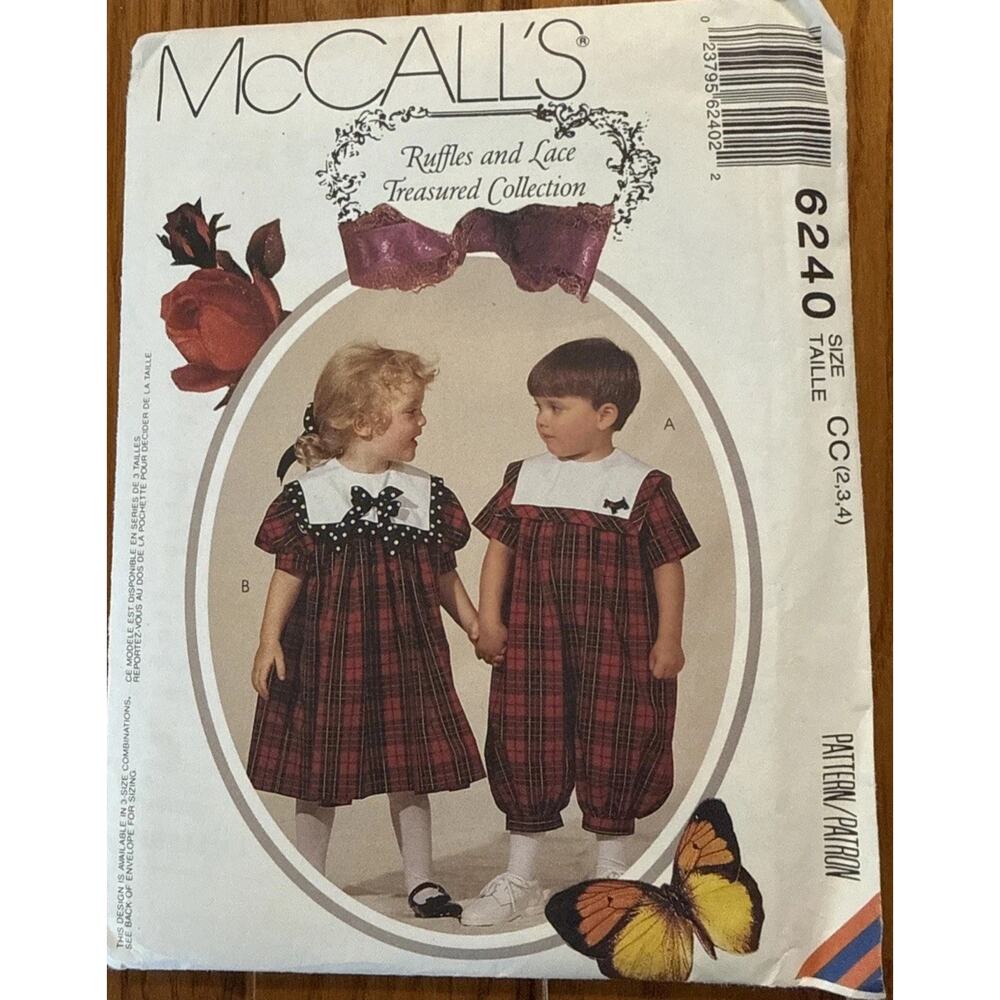 McCall’s 6240 Toddler Sewing Pattern Dress Romper Size 2 3 4 Uncut